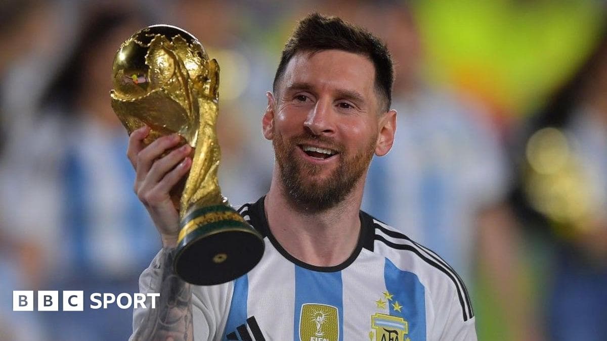Lionel Messi holding the World Cup trophy with Guillermo Ochoa in action, representing record-chasing veterans at the 2026 tournament