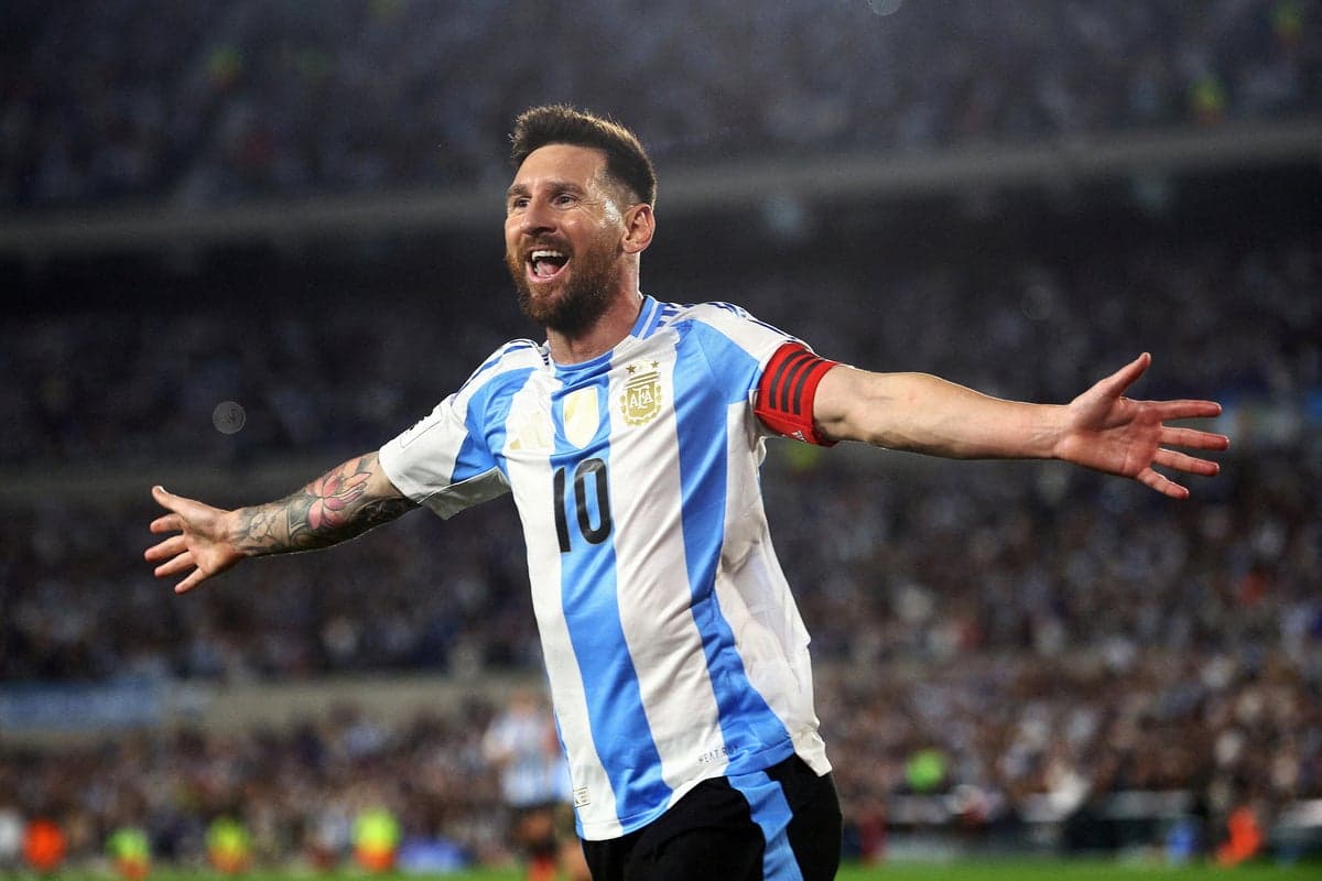 Lionel Messi in Argentina training gear, looking focused ahead of the 2026 World Cup.