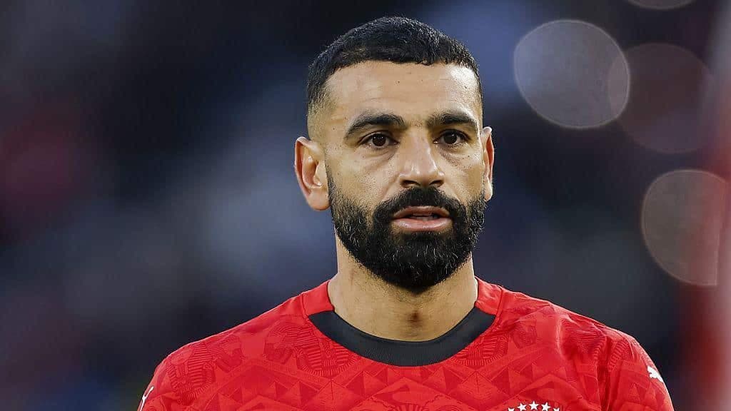 Mohamed Salah in Egypt's national team training gear, looking focused and determined ahead of the 2026 World Cup.