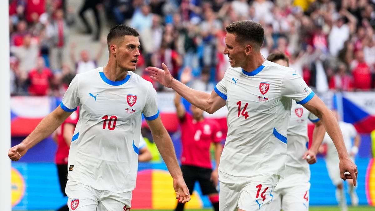 Patrik Schick and Ladislav Krejčí during a Czech Republic training session ahead of the 2026 FIFA World Cup.